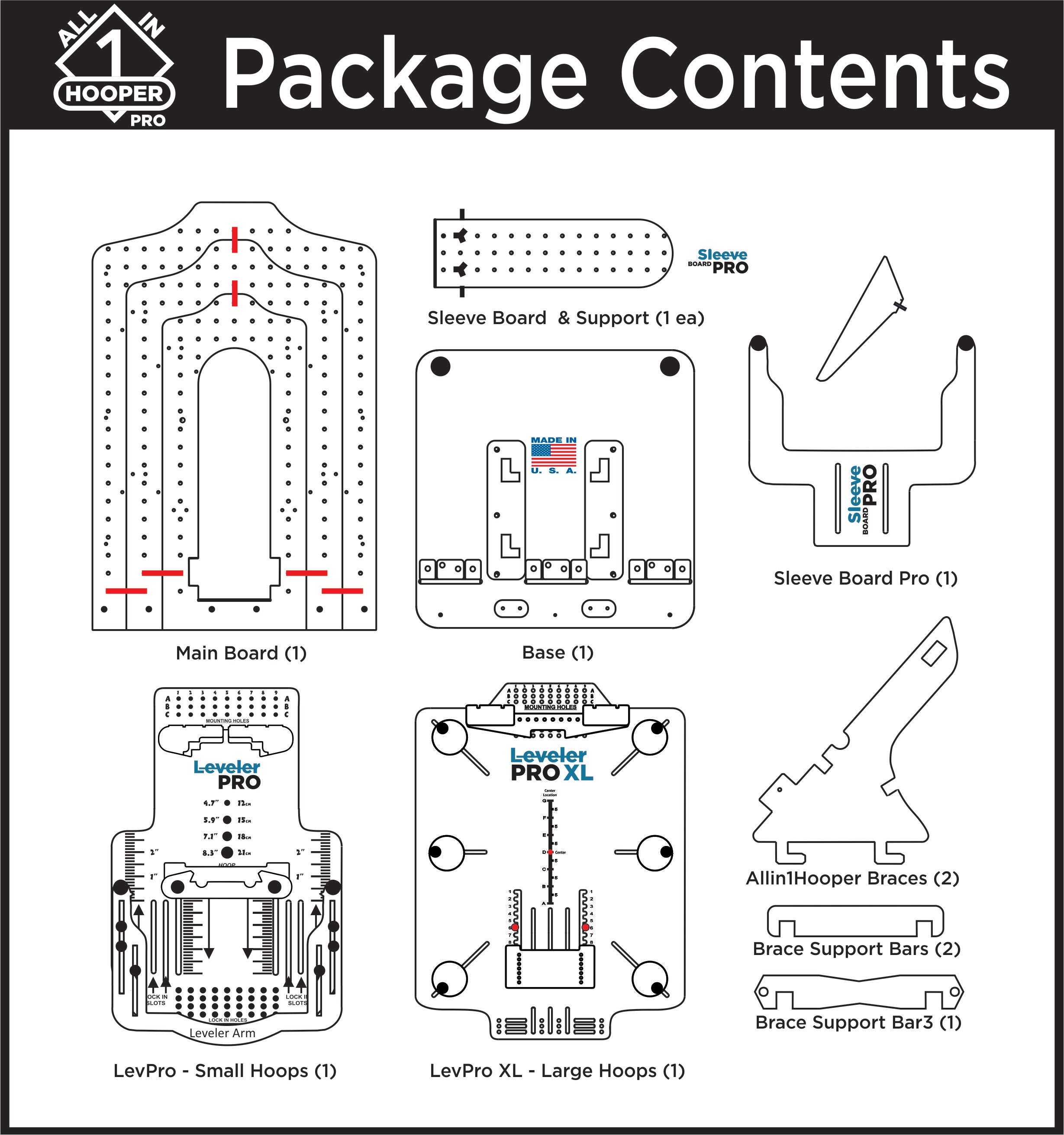 All in 1 Hooper Pro Starter Kit with Mighty & Standard Hoop Combo Brackets