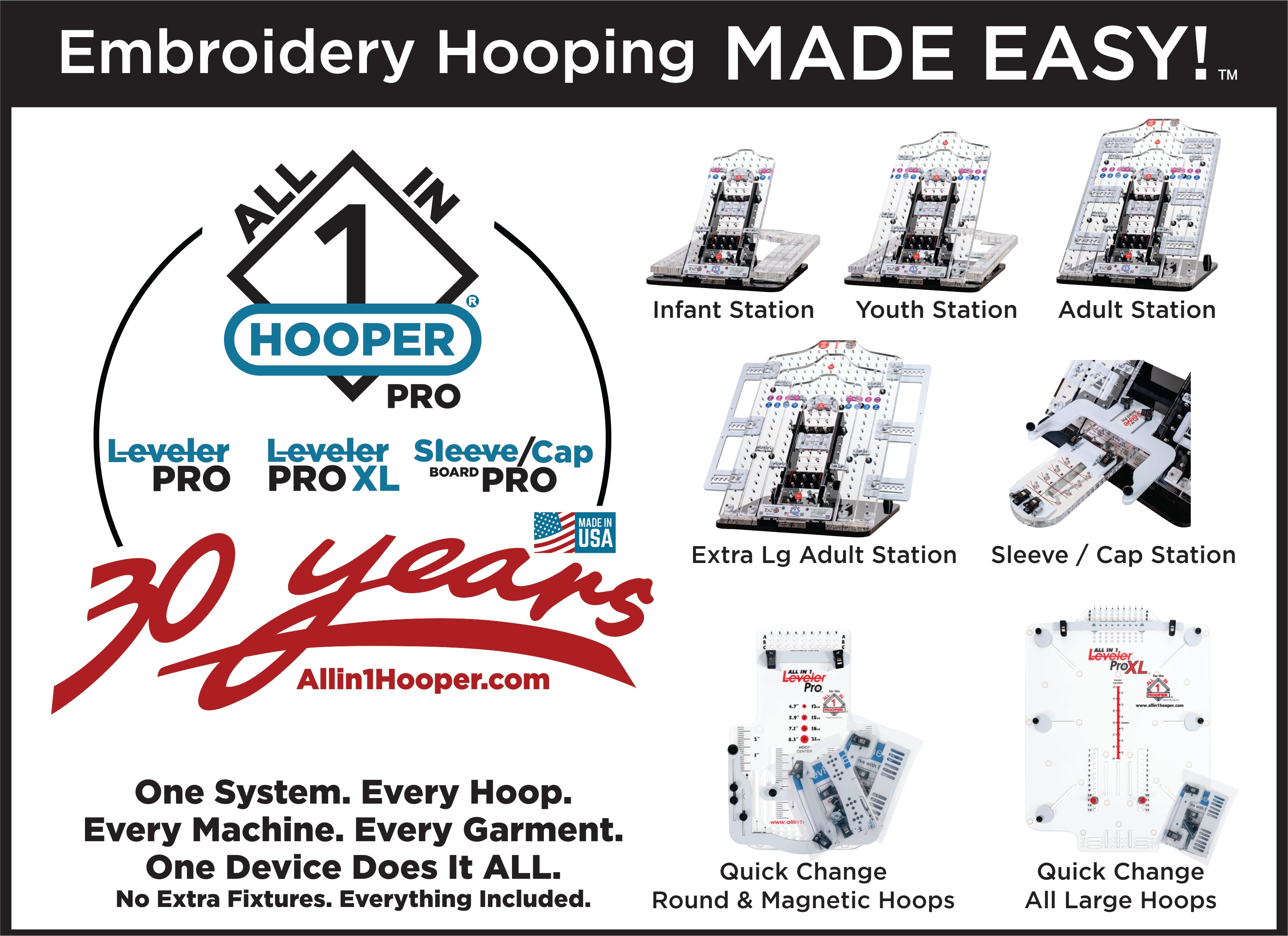 All in 1 Hooper Pro | 5-in-1 Embroidery Hooping Station