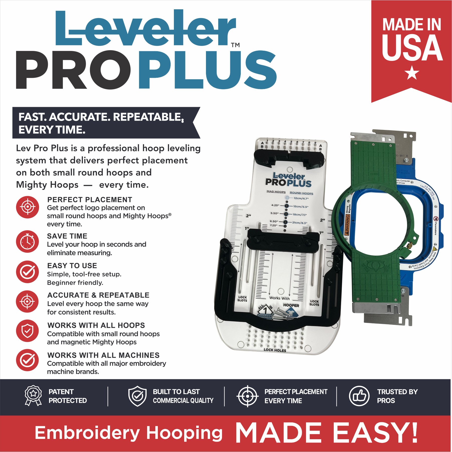 Leveler Pro Plus with Mighty Small / Large & Standard Round Hoop Combo Brackets