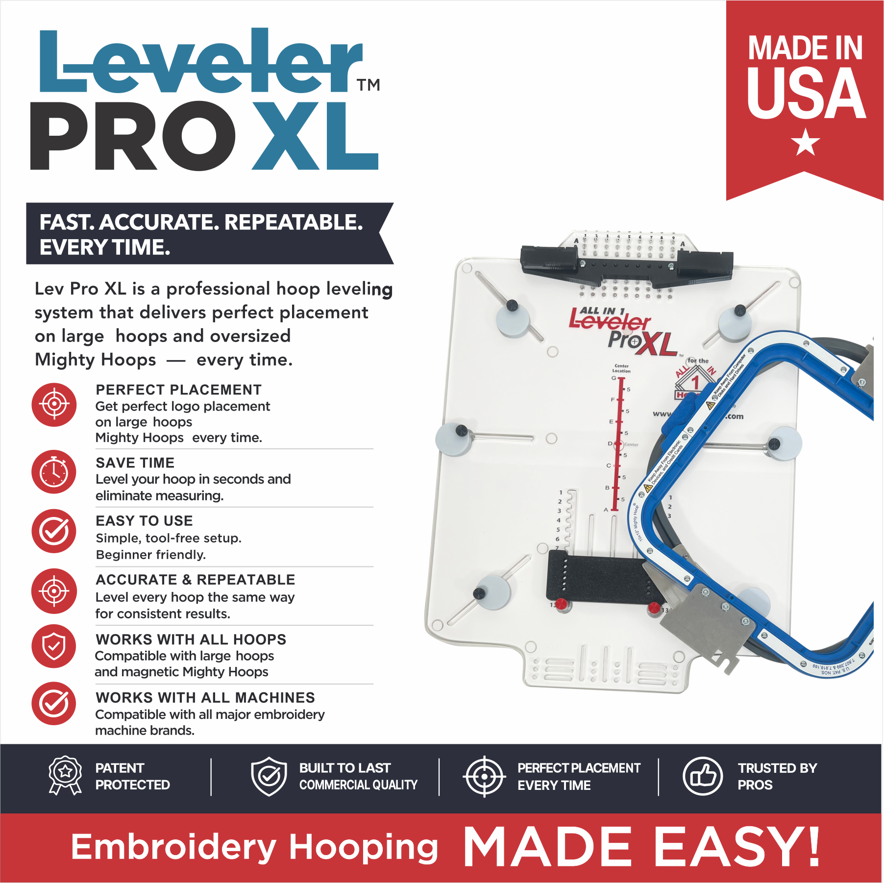 Leveler Pro XL Large Hoop Kit with Mighty & Standard Hoop Combo Brackets